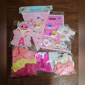 NIB Girls Shark Happy birthday decorations